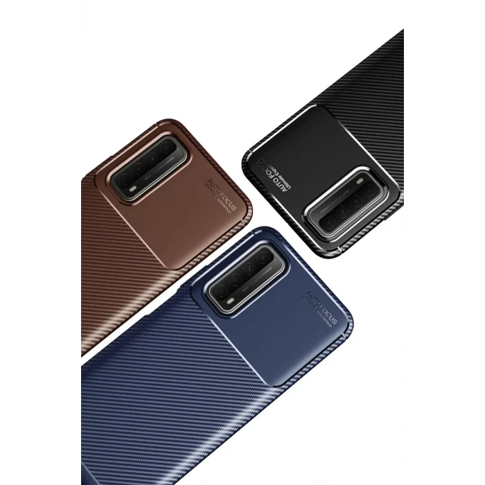 Newface Huawei P Smart 2021 Kılıf Auto Focus Karbon Kapak - Siyah