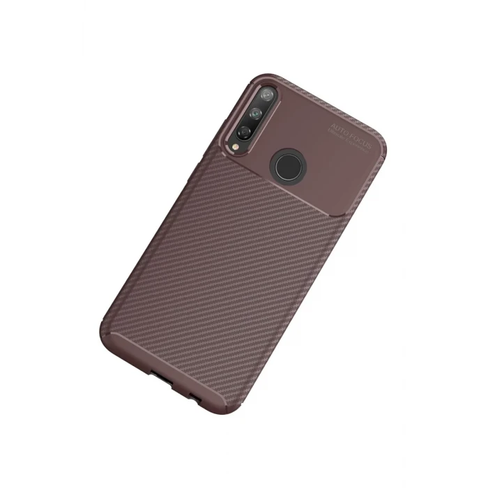 Newface Huawei P40 Lite E Kılıf Auto Focus Karbon Kapak - Kahverengi