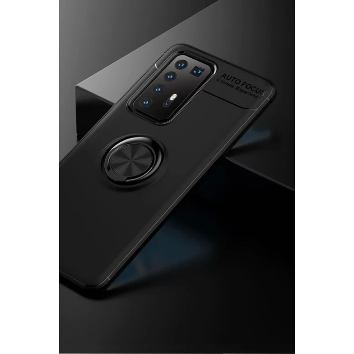 Newface Huawei P40 Pro Kılıf Range Yüzüklü Silikon - Siyah