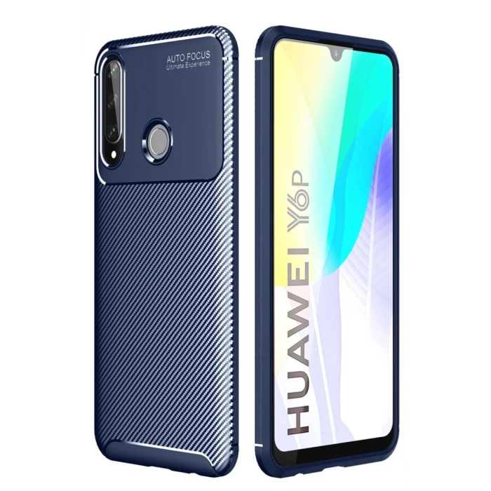 Newface Huawei Y6P Kılıf Auto Focus Karbon Kapak - Lacivert