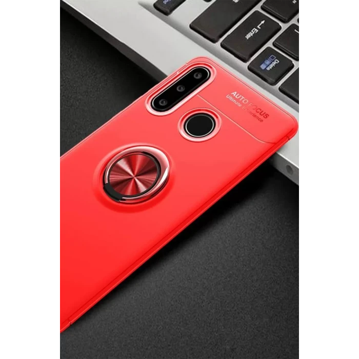 Newface Huawei Y6P Kılıf Range Yüzüklü Silikon - Kırmızı