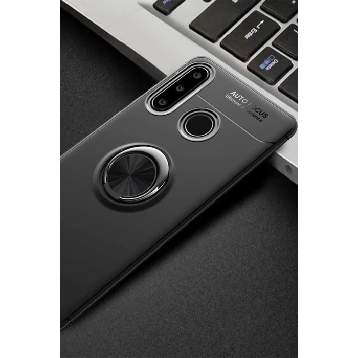 Newface Huawei Y6P Kılıf Range Yüzüklü Silikon - Siyah