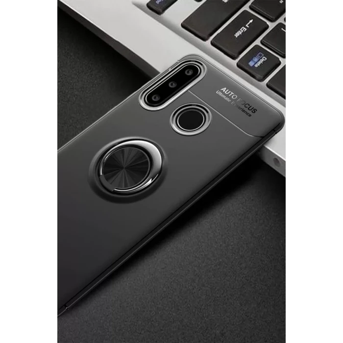 Newface Huawei Y6P Kılıf Range Yüzüklü Silikon - Siyah