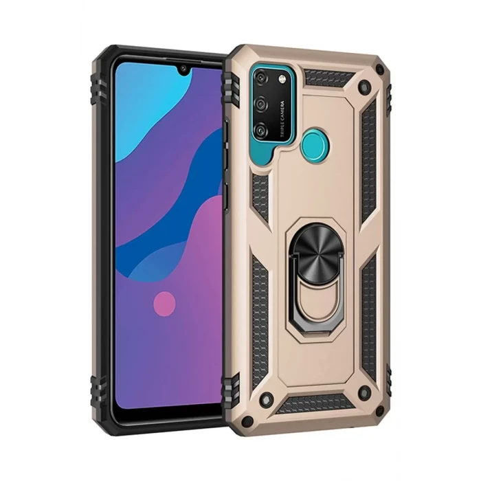 Newface Huawei Y6P Kılıf Sofya Yüzüklü Silikon Kapak - Gold