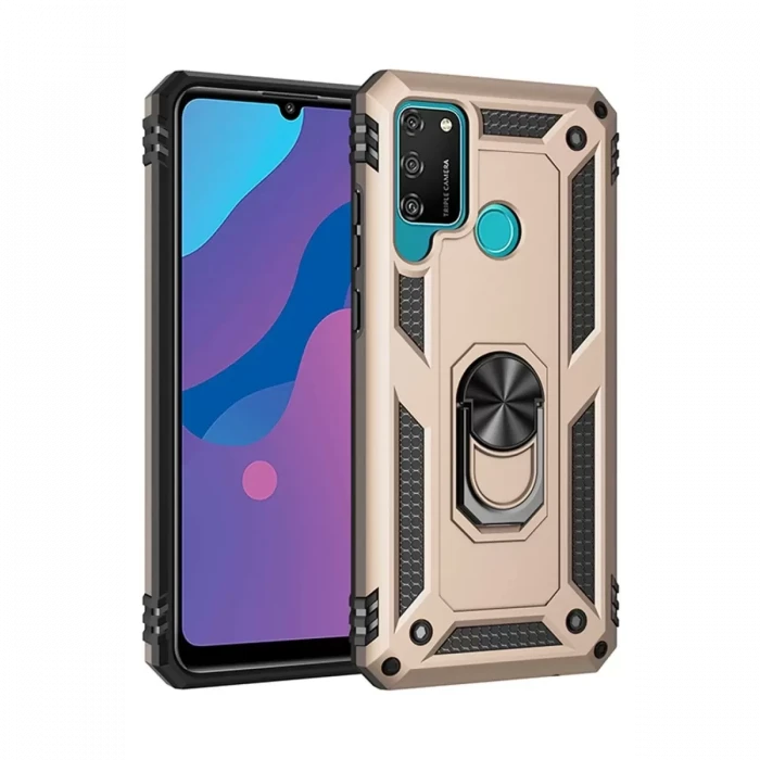 Newface Huawei Y6P Kılıf Sofya Yüzüklü Silikon Kapak - Gold