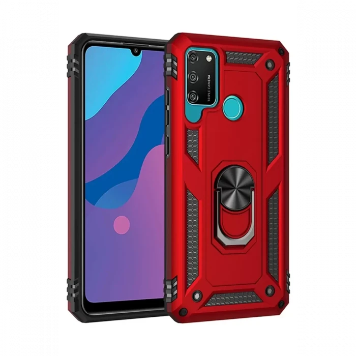 Newface Huawei Y6P Kılıf Sofya Yüzüklü Silikon Kapak - Kırmızı