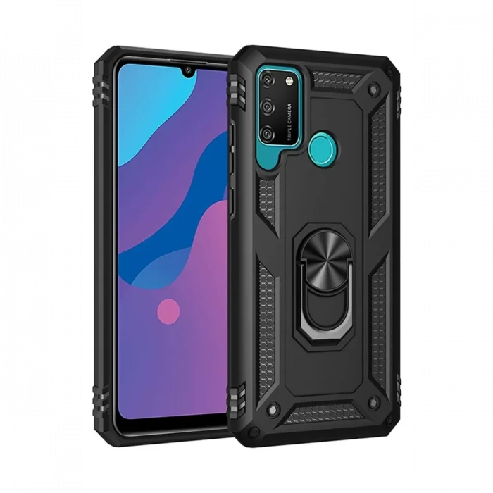 Newface Huawei Y6P Kılıf Sofya Yüzüklü Silikon Kapak - Siyah