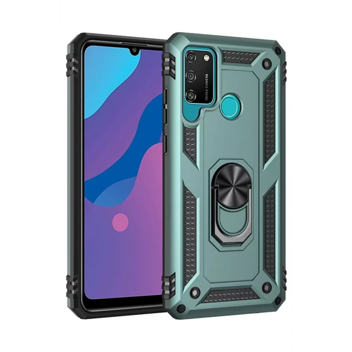 Newface Huawei Y6P Kılıf Sofya Yüzüklü Silikon Kapak - Yeşil