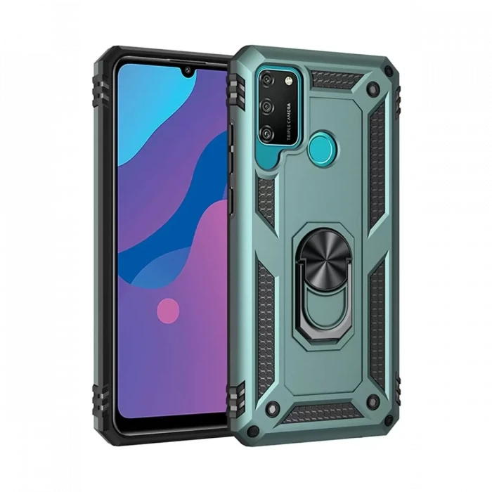 Newface Huawei Y6P Kılıf Sofya Yüzüklü Silikon Kapak - Yeşil