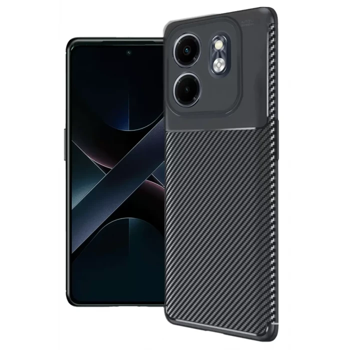 Newface İnfinix Smart 9 Kılıf Auto Focus Karbon Kapak - Siyah