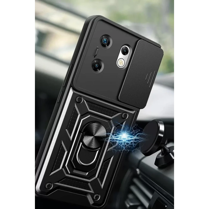 Newface İnfinix Zero 30 4G Kılıf Pars Lens Yüzüklü Silikon - Kırmızı