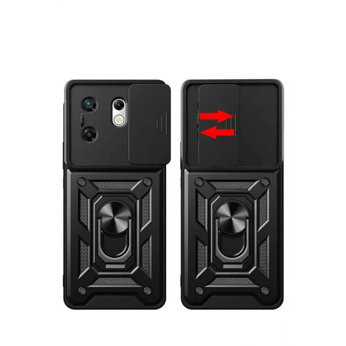 Newface İnfinix Zero 30 4G Kılıf Pars Lens Yüzüklü Silikon - Siyah