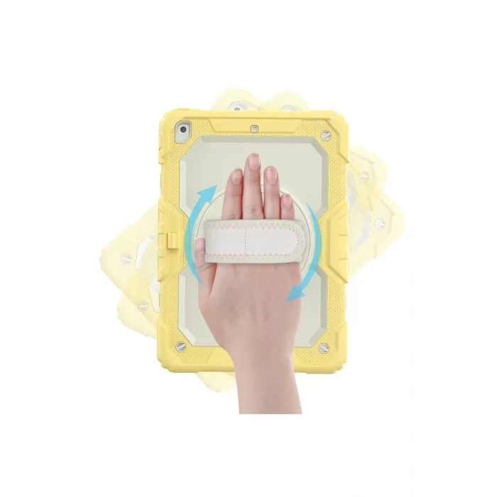 Newface Apple iPad 10.2 (7.nesil) Kılıf Strap New Tablet Kapak - Sarı