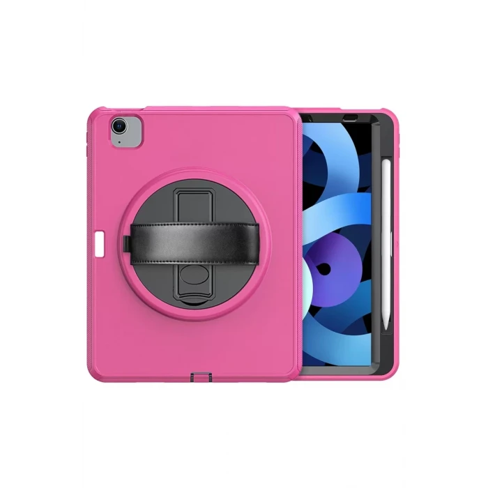 Newface Apple iPad 2022 10.9 (10.nesil) Kılıf Hand Strap Tablet Kılıfı - Pembe