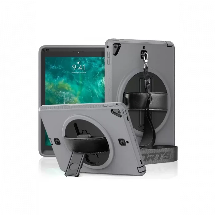Newface Apple iPad 5 Air 9.7 Kılıf Strap-C Otterbox Tablet Kapak - Gri