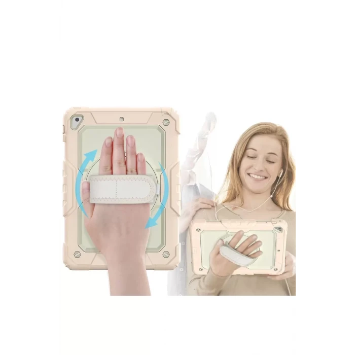 Newface Apple iPad 5 Air 9.7 Kılıf Strap New Tablet Kapak - Pembe