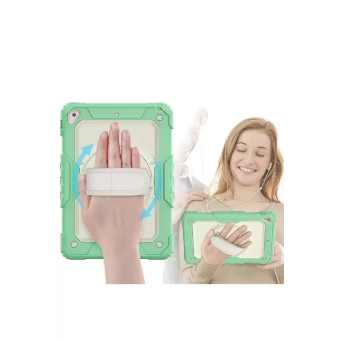 Newface Apple iPad 5 Air 9.7 Kılıf Strap New Tablet Kapak - Yeşil
