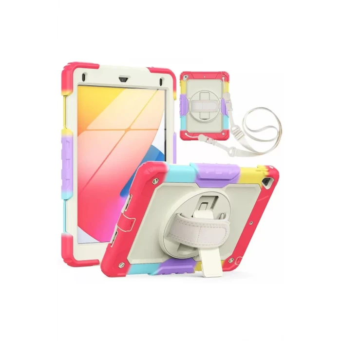 Newface Apple iPad 5 Air 9.7 Kılıf Tablet Rainbow Kapak - Kırmızı