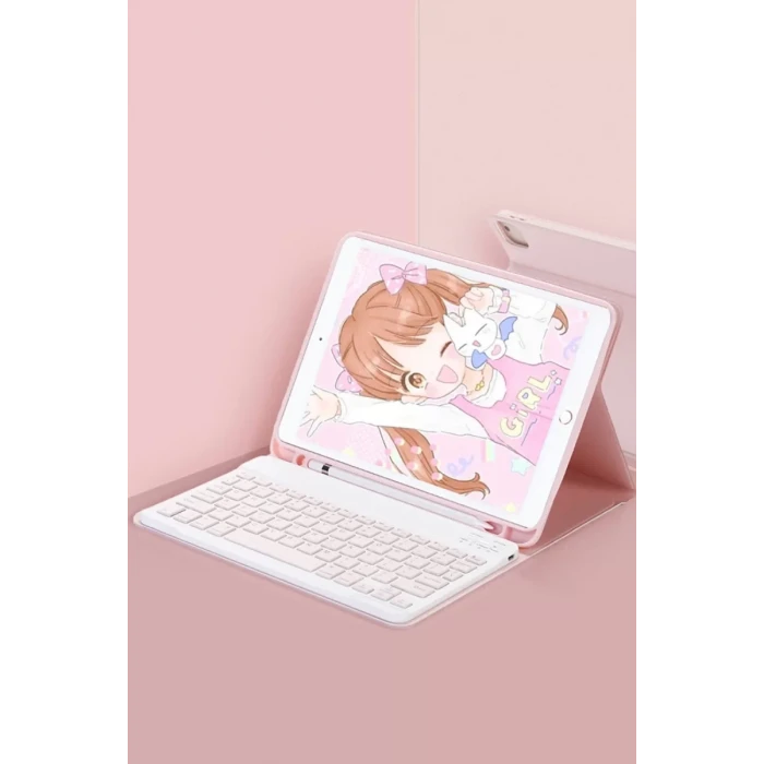 Newface Apple iPad Pro 11 (2022) Kılıf KC01 Smart Klavyeli Tablet Kılıfı - Pembe