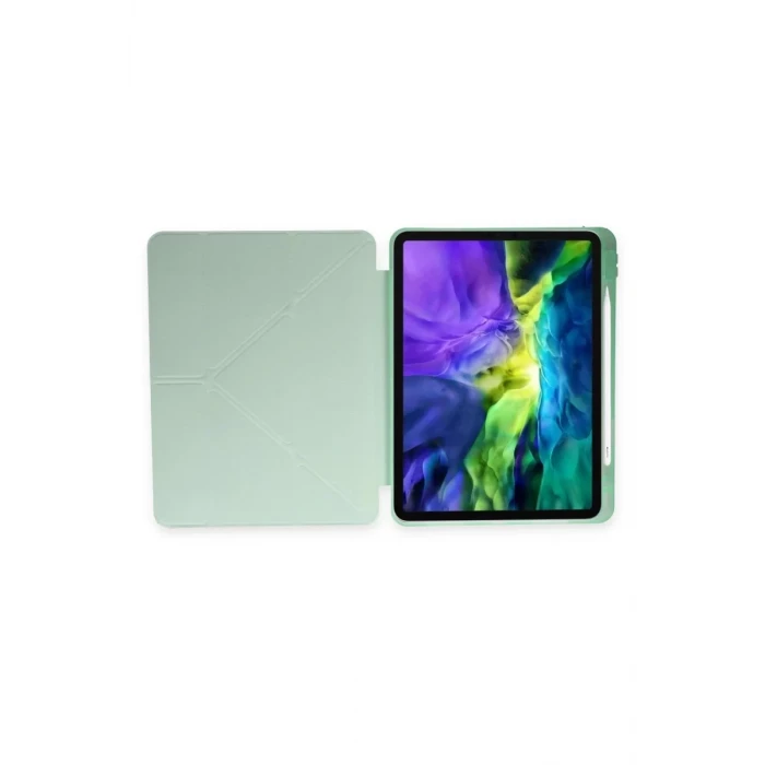 Newface Apple iPad Pro 11 (2024) Kılıf Kalemlikli Mars Tablet Kılıfı - Açık Yeşil