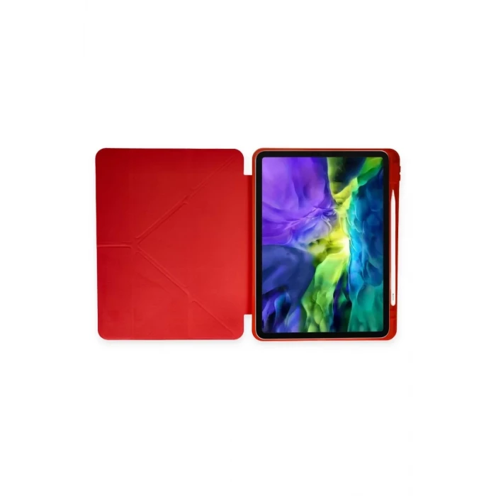 Newface Apple iPad Pro 11 (2024) Kılıf Kalemlikli Mars Tablet Kılıfı - Kırmızı