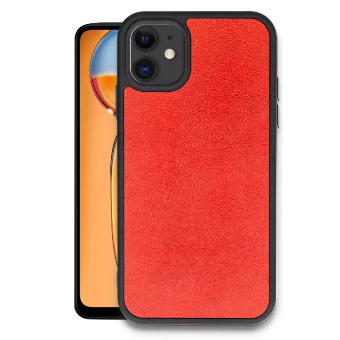 Newface Apple iPhone 11 Kılıf Aras Deri Kapak - Kırmızı