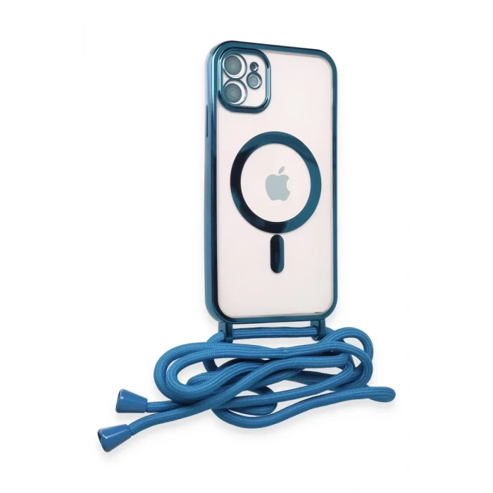 Newface Apple iPhone 11 Kılıf Divo Lazer Askılı Magsafe Kapak - Sierra Blue