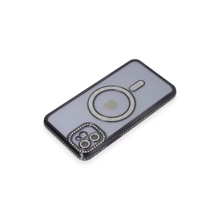 Newface Apple iPhone 11 Kılıf Joke Simli Magneticsafe Kılıf - Siyah