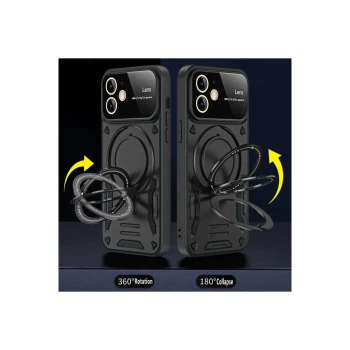 Newface Apple iPhone 11 Kılıf Joy Lens Standlı Kapak - Siyah