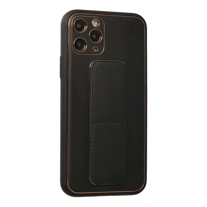 Newface Apple iPhone 11 Pro Kılıf Coco Deri Standlı Kapak - Siyah