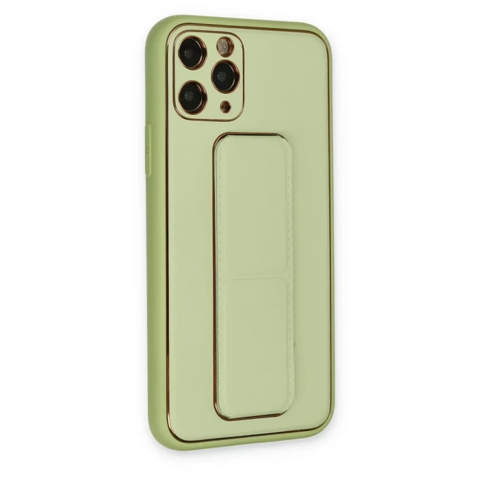 Newface Apple iPhone 11 Pro Kılıf Coco Deri Standlı Kapak - Su Yeşili