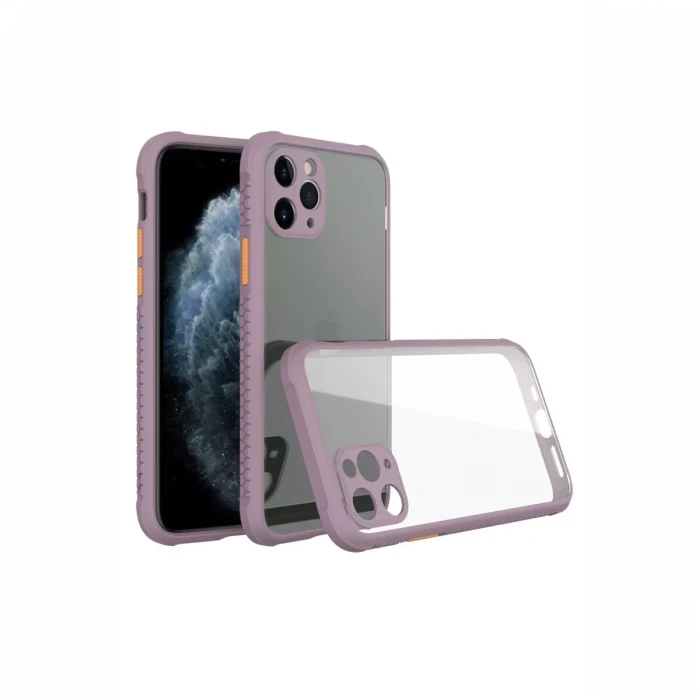 Newface Apple iPhone 11 Pro Kılıf Miami Şeffaf Silikon - Açık Mor