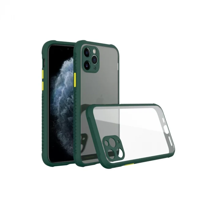 Newface Apple iPhone 11 Pro Kılıf Miami Şeffaf Silikon - Koyu Yeşil