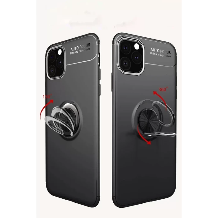Newface Apple iPhone 11 Pro Kılıf Range Yüzüklü Silikon - Siyah