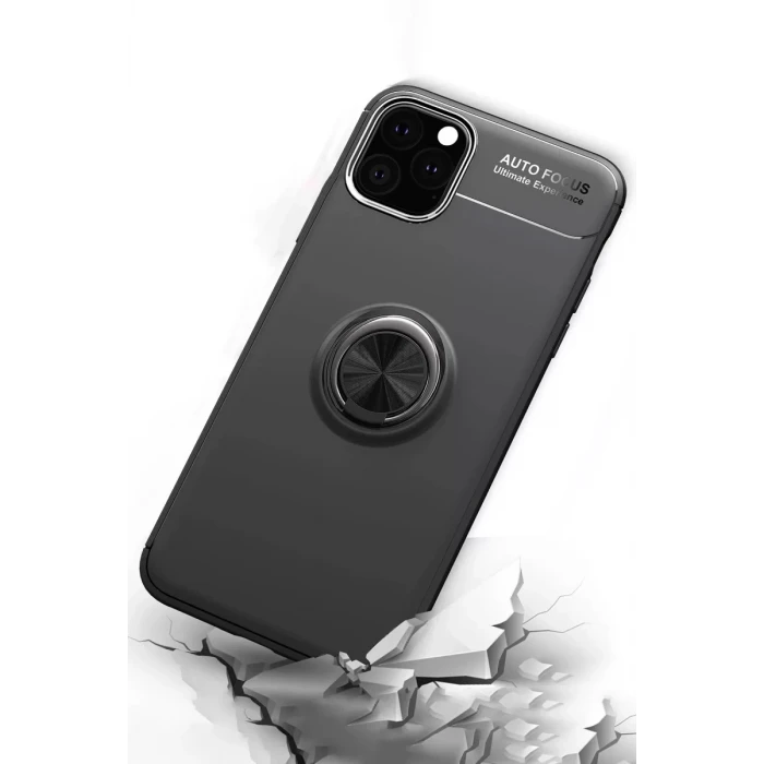 Newface Apple iPhone 11 Pro Kılıf Range Yüzüklü Silikon - Siyah