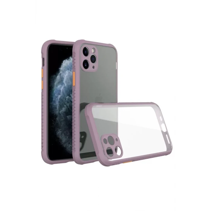 Newface Apple iPhone 11 Pro Max Kılıf Miami Şeffaf Silikon - Açık Mor