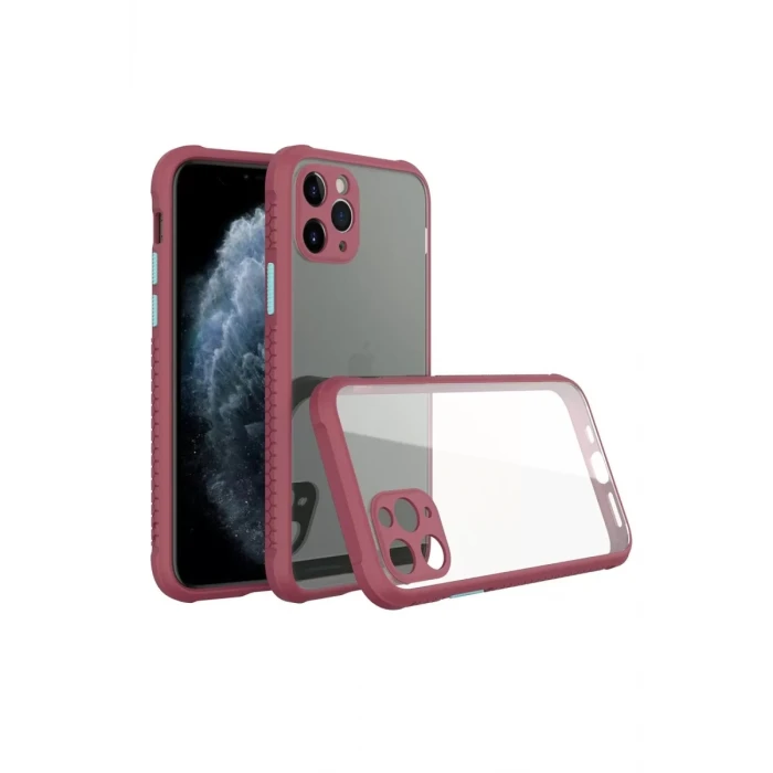 Newface Apple iPhone 11 Pro Max Kılıf Miami Şeffaf Silikon - Fuşya