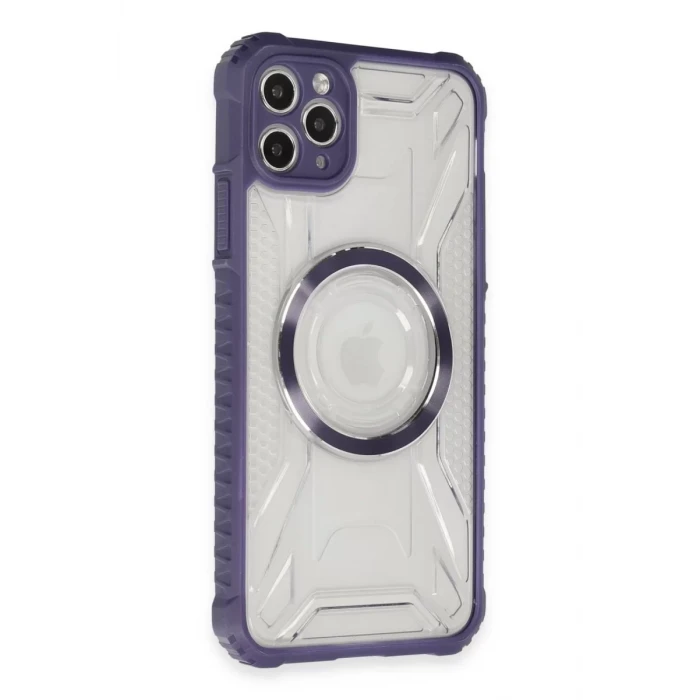 Newface Apple iPhone 11 Pro Max Kılıf Prag Magneticsafe Kapak - Derin Mor