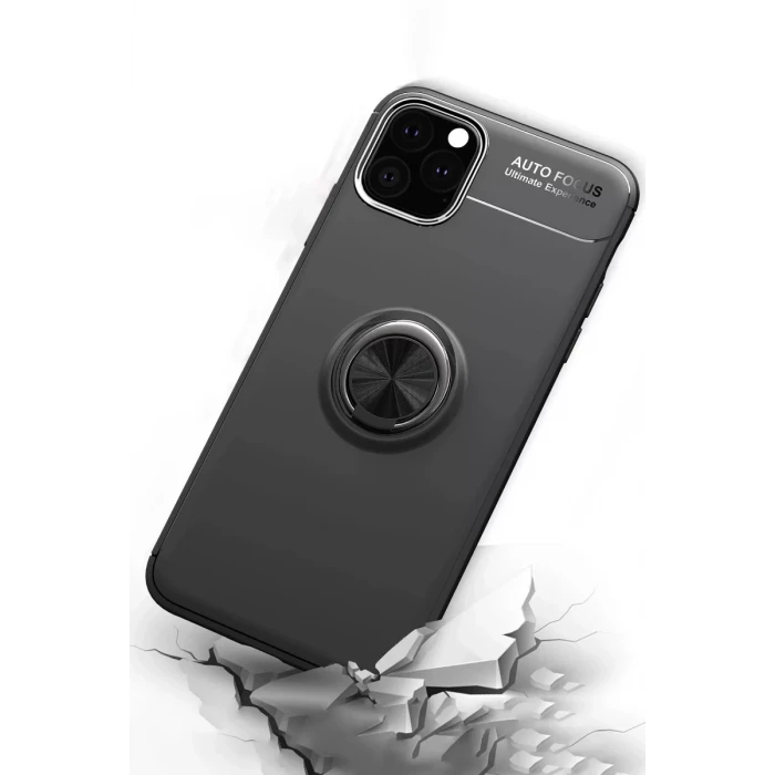 Newface Apple iPhone 11 Pro Max Kılıf Range Yüzüklü Silikon - Kırmızı