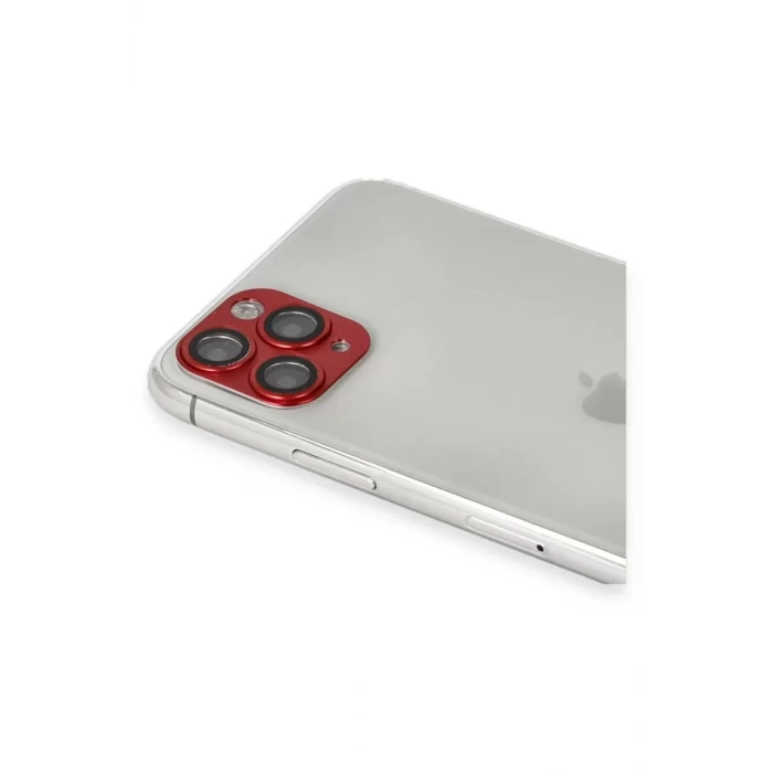 Newface Apple iPhone 11 Pro Max Pers Alüminyum Kamera Lens - Kırmızı