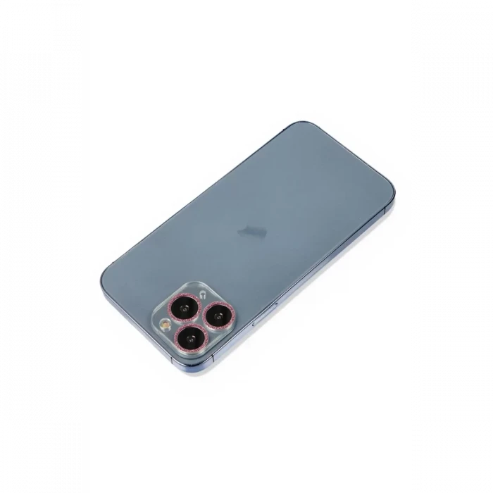 Newface Apple iPhone 11 Pro Max Shine Kamera Lens Koruma Cam - Pembe
