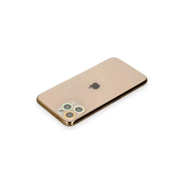 Newface Apple iPhone 11 Pro Renkli Kamera Lens Koruma Cam - Sarı-Turuncu