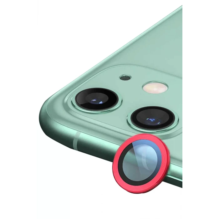 Newface Apple iPhone 11 Raze Metal Kamera Lens - Kırmızı