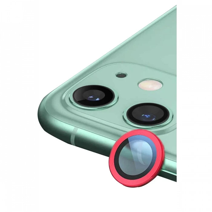 Newface Apple iPhone 11 Raze Metal Kamera Lens - Kırmızı