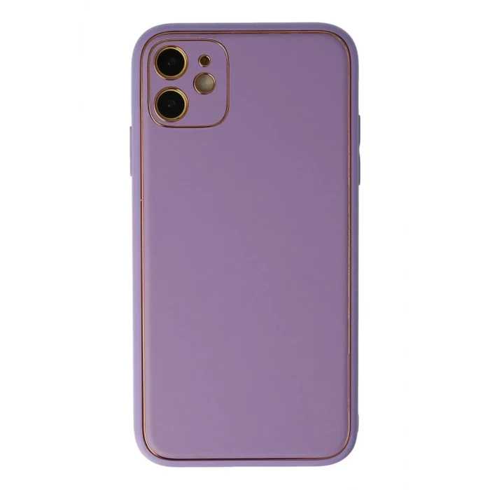 Newface Apple iPhone 12 Kılıf Coco Deri Silikon Kapak - Lila