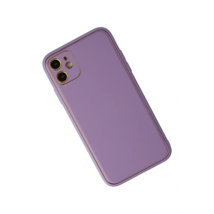 Newface Apple iPhone 12 Kılıf Coco Deri Silikon Kapak - Lila