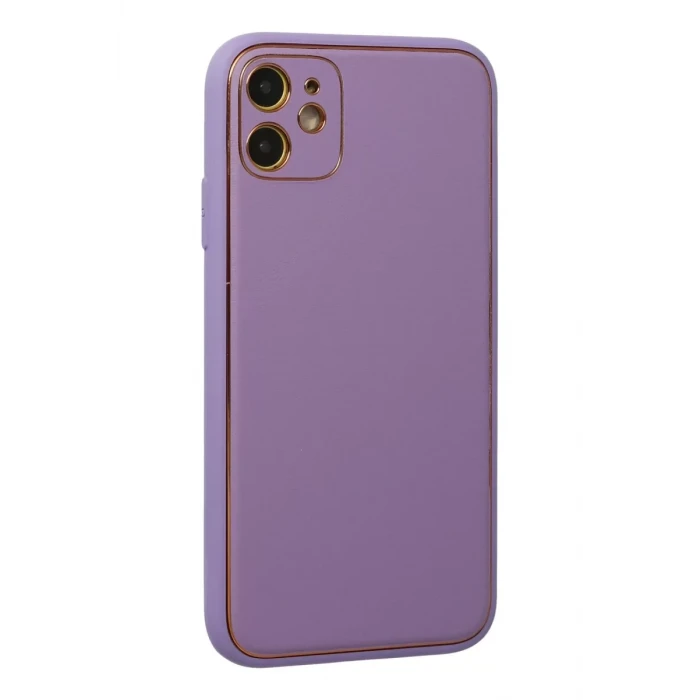 Newface Apple iPhone 12 Kılıf Coco Deri Silikon Kapak - Lila