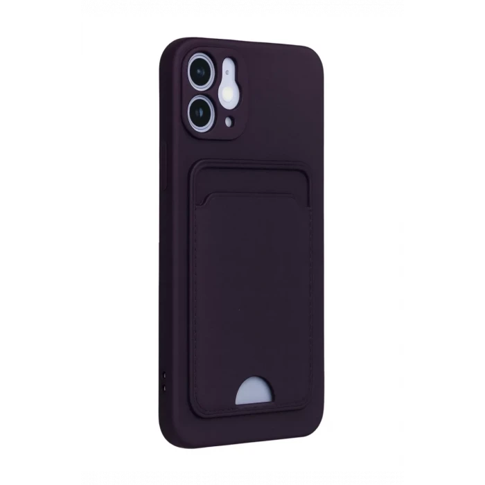 Newface Apple iPhone 12 Kılıf Kelvin Kartvizitli Silikon - Derin Mor