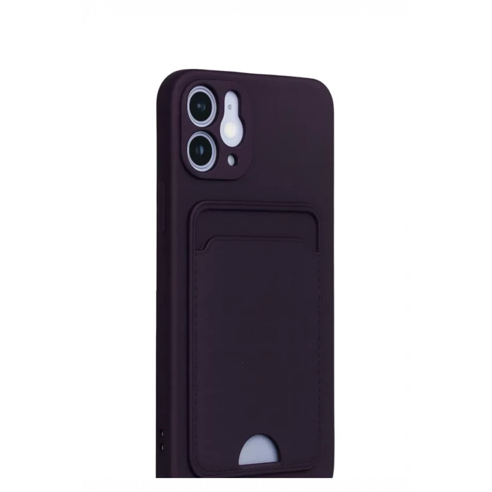 Newface Apple iPhone 12 Kılıf Kelvin Kartvizitli Silikon - Derin Mor