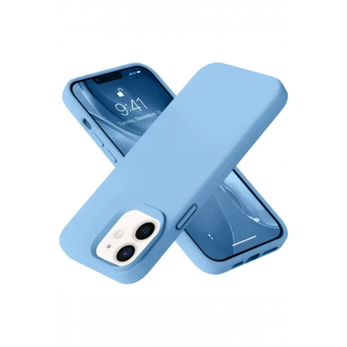Newface Apple iPhone 12 Kılıf Nano içi Kadife Silikon - Mavi